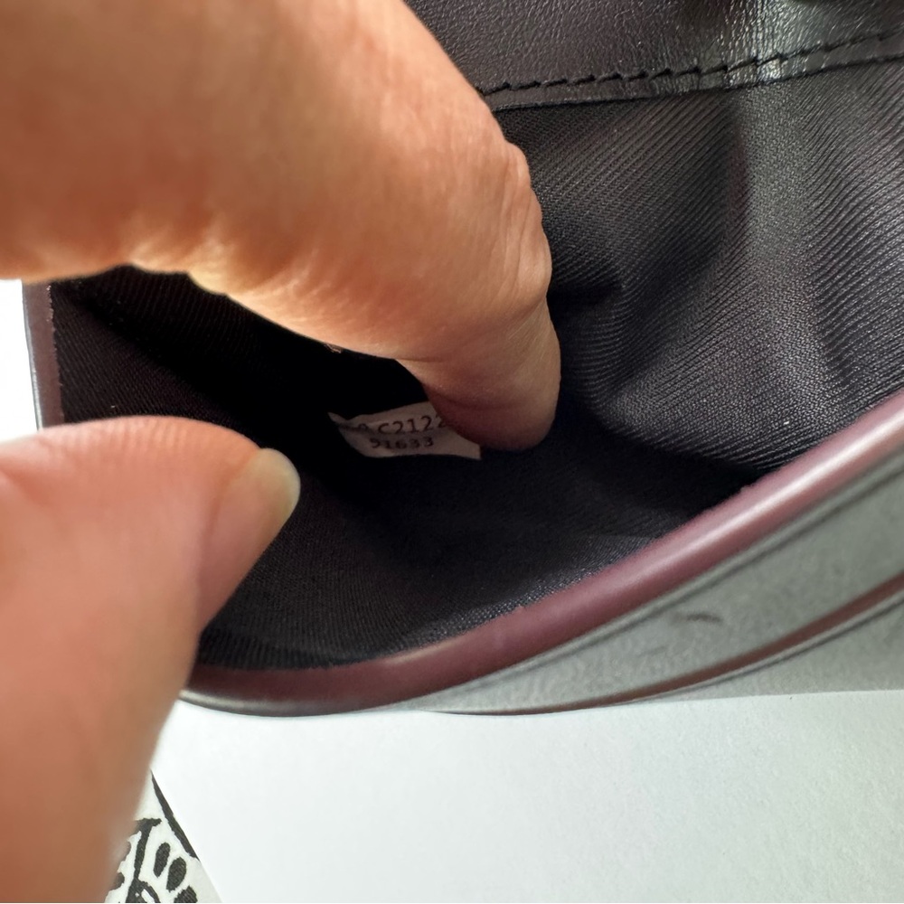 COACH Card Case Wallet #C2122-91663 Black Coated Canvas Signature C Logo Leather - Picture 6 of 10
